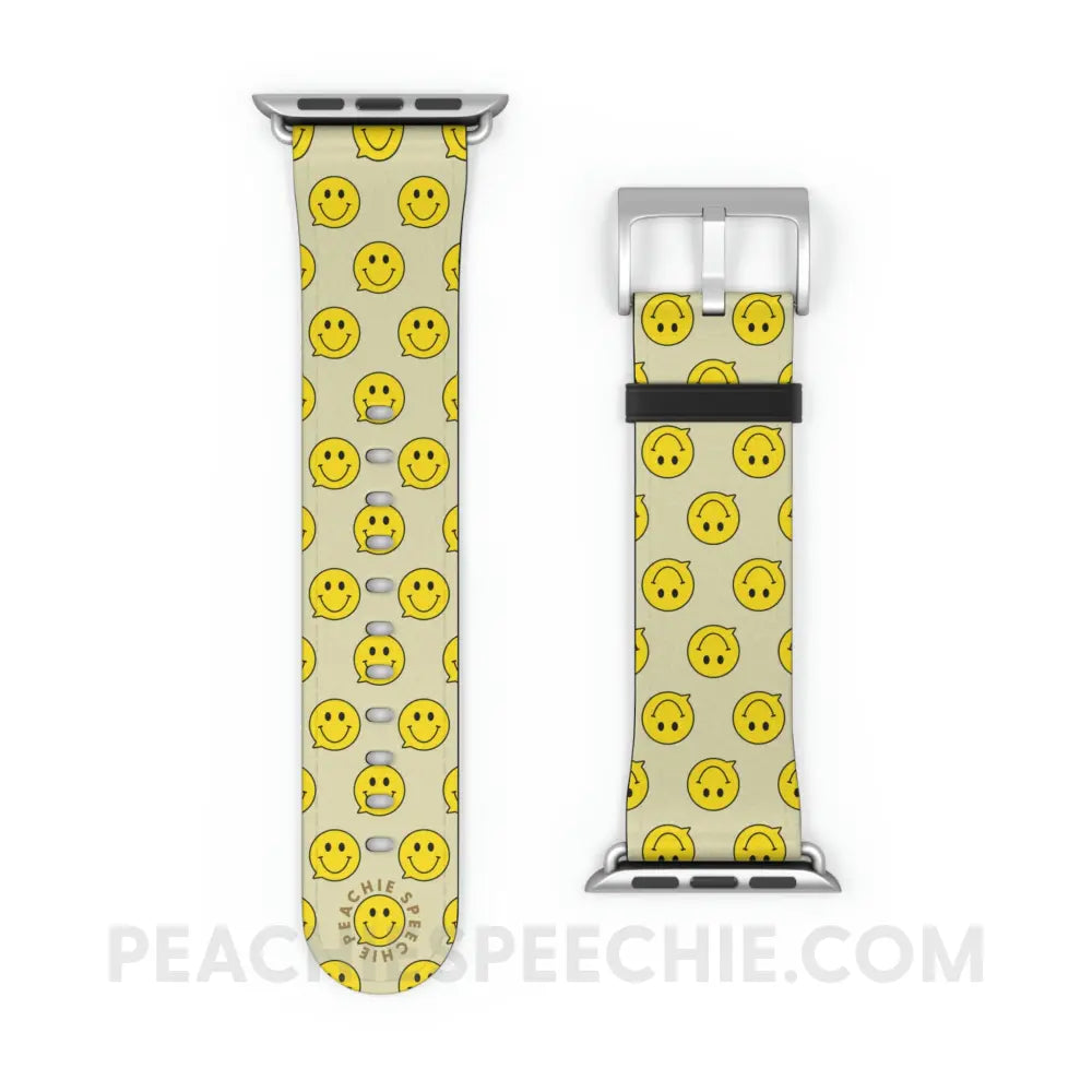Smiley Face Speech Bubble Apple Watch Band - Silver Matte / 38 - 41 mm - Accessories peachiespeechie.com