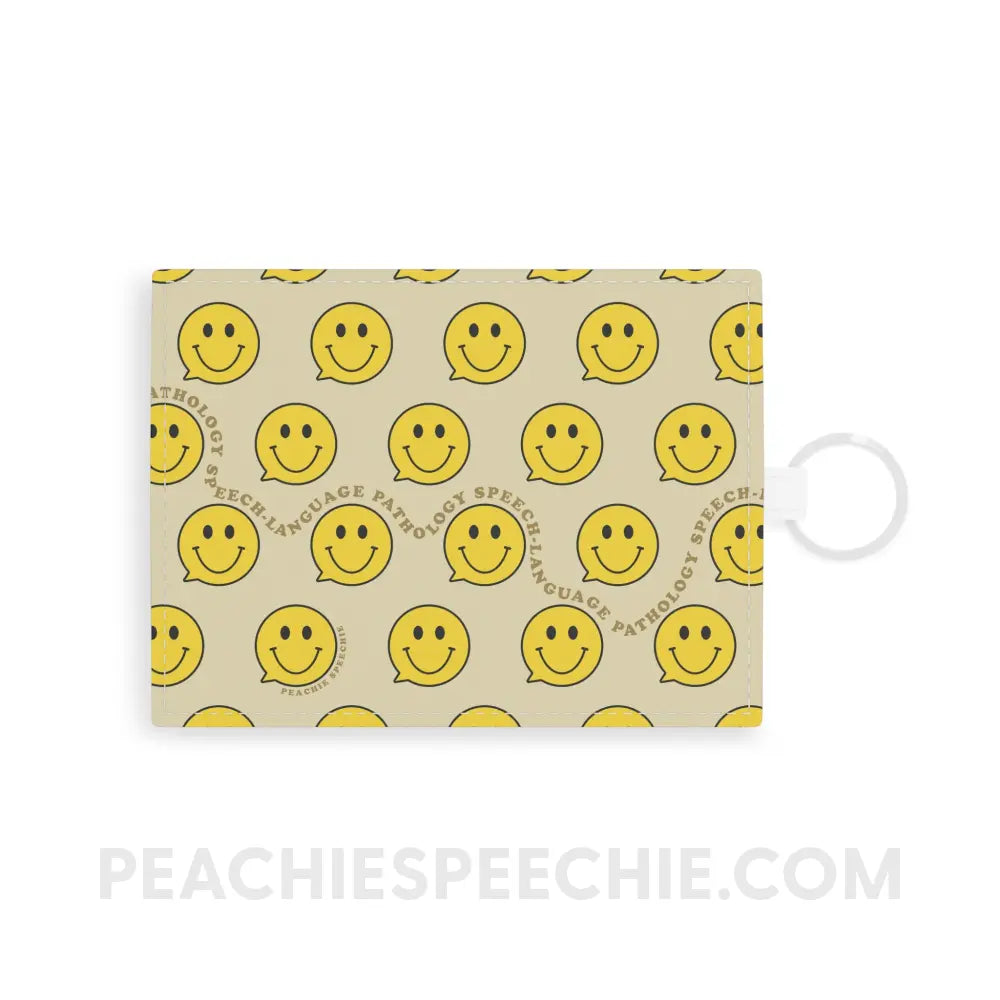 Smiley Face Speech Bubble Card Wallet - One size / White - Accessories peachiespeechie.com