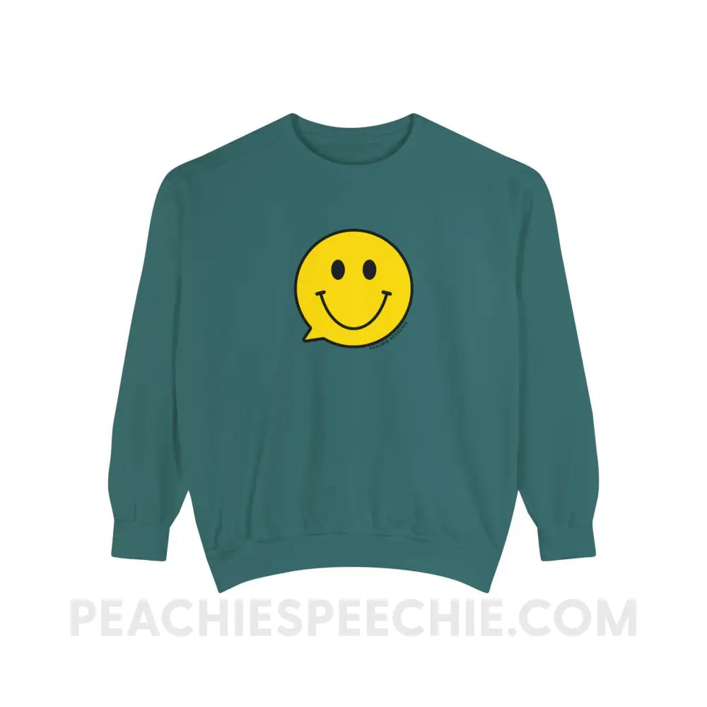 Smiley Face Speech Bubble Comfort Colors Crewneck - Sweatshirt peachiespeechie.com