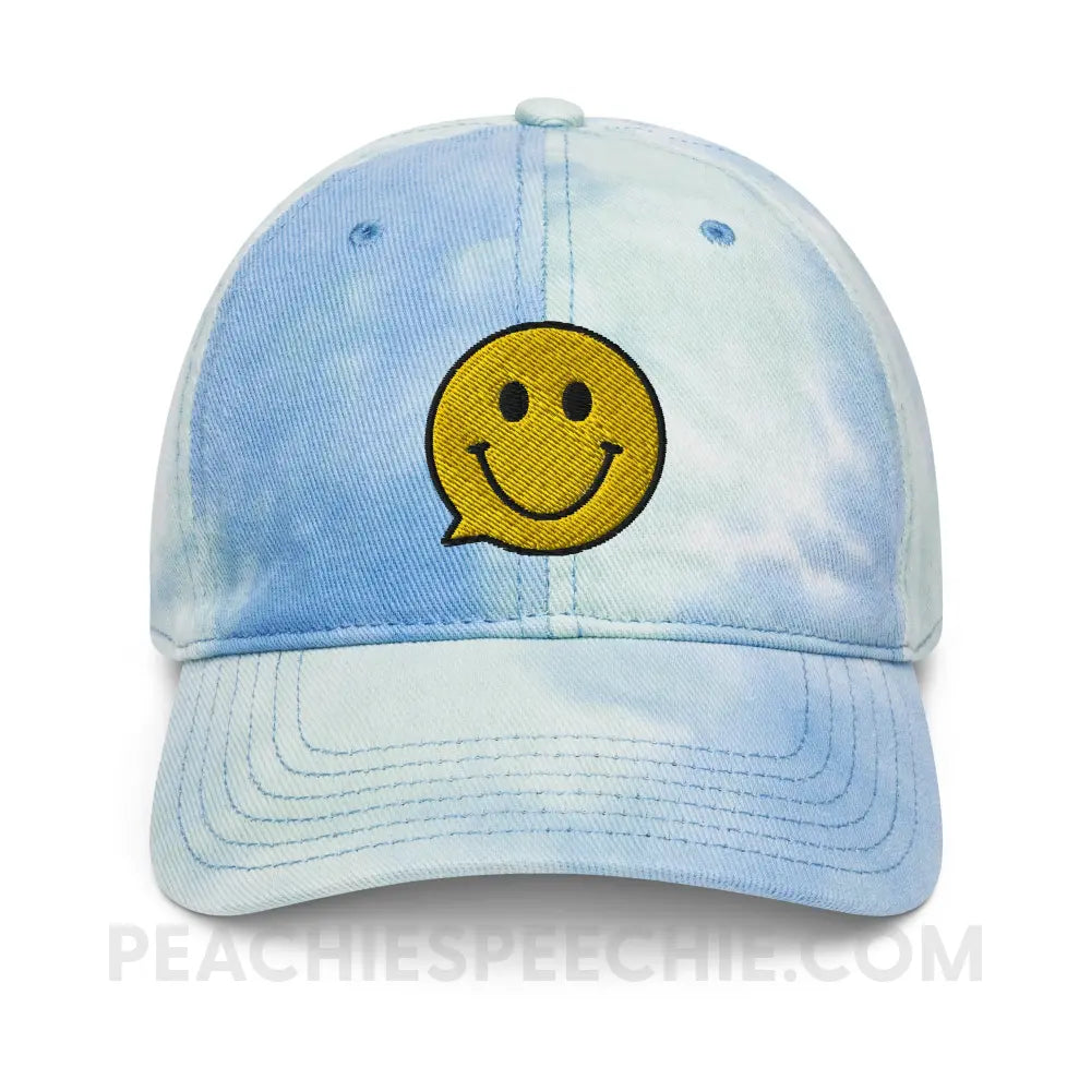 Smiley Face Speech Bubble Tie Dye Relaxed Hat - peachiespeechie.com