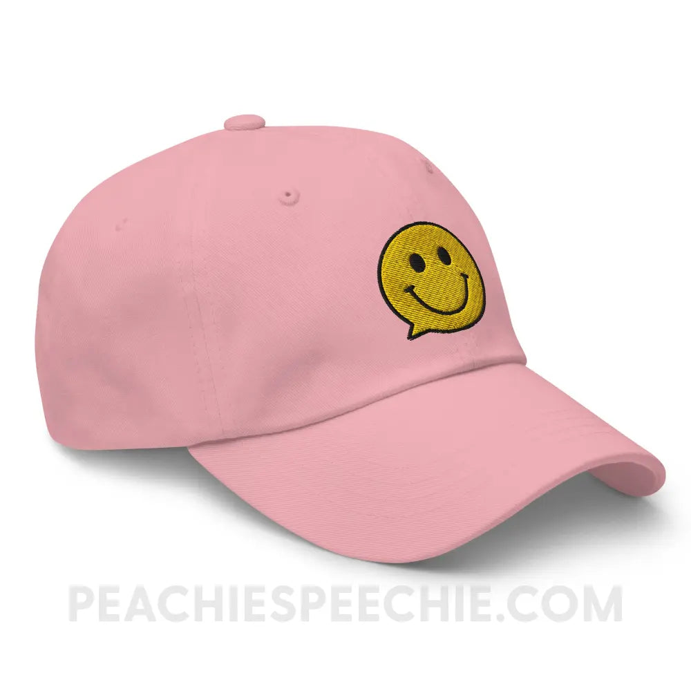 Smiley Face Speech Bubble Relaxed Hat - Pink - peachiespeechie.com