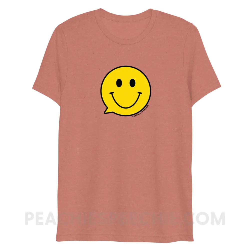 Smiley Face Speech Bubble Tri-Blend Tee - Mauve Triblend / XS - peachiespeechie.com