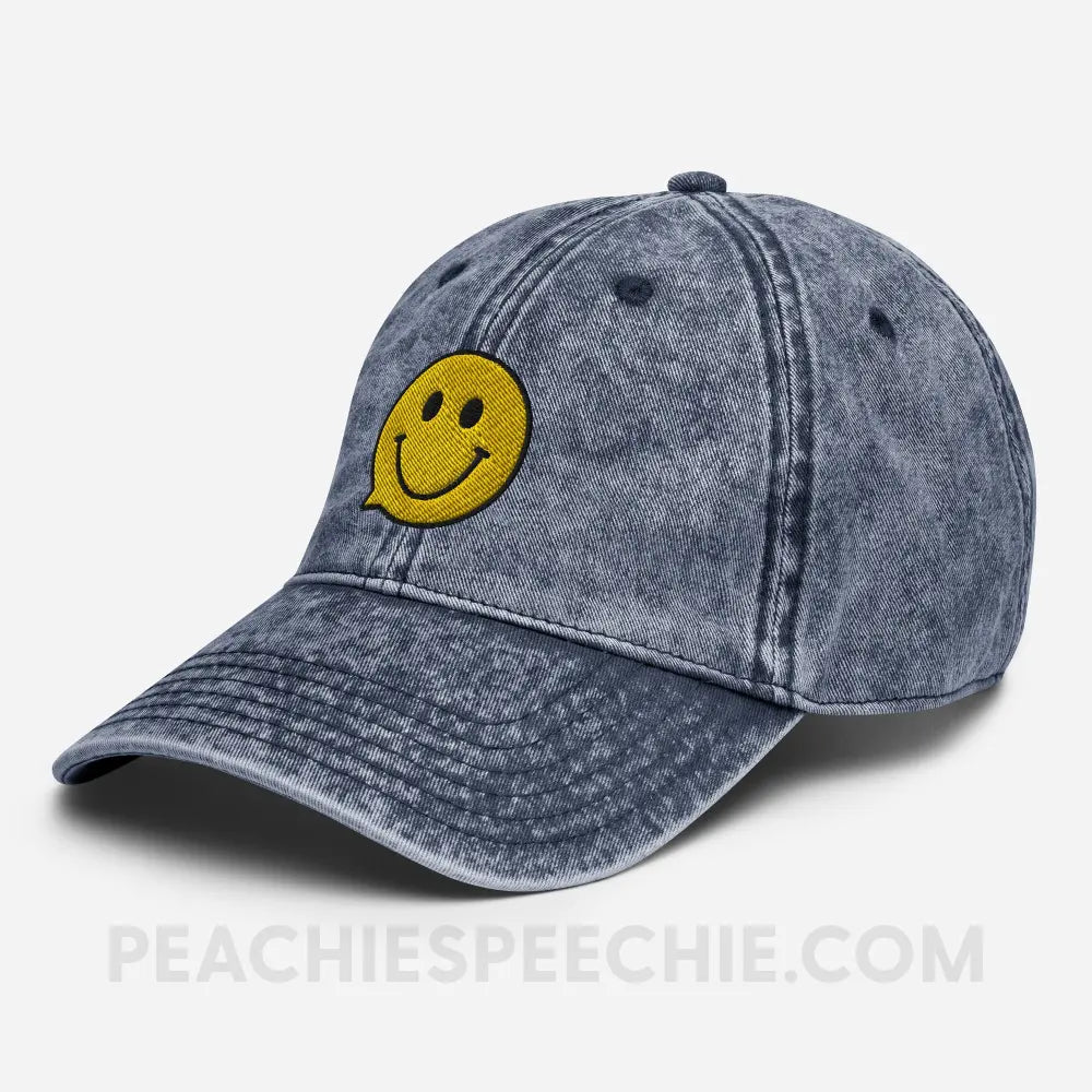 Smiley Face Speech Bubble Vintage Cap - peachiespeechie.com