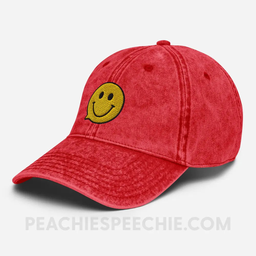 Smiley Face Speech Bubble Vintage Cap - peachiespeechie.com