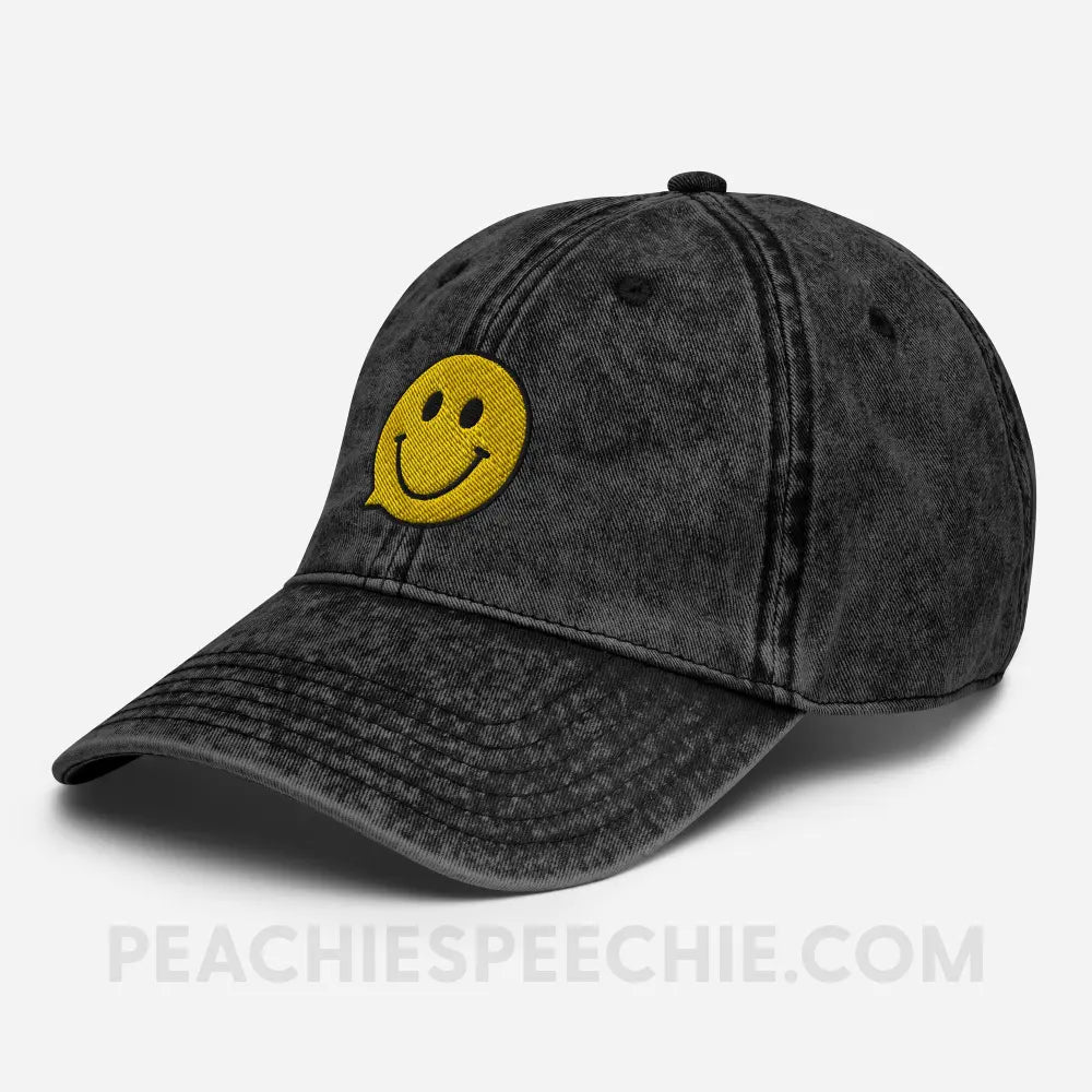 Smiley Face Speech Bubble Vintage Cap - peachiespeechie.com