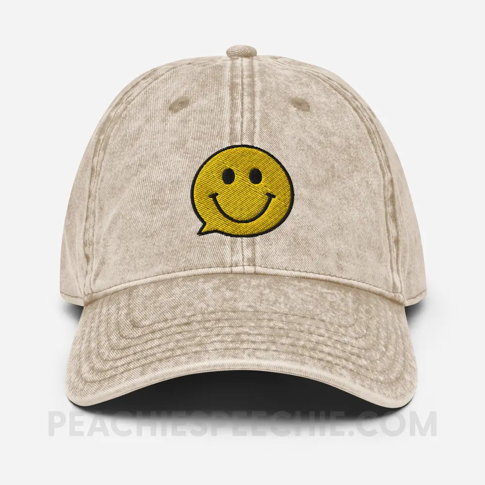 Smiley Face Speech Bubble Vintage Cap - peachiespeechie.com