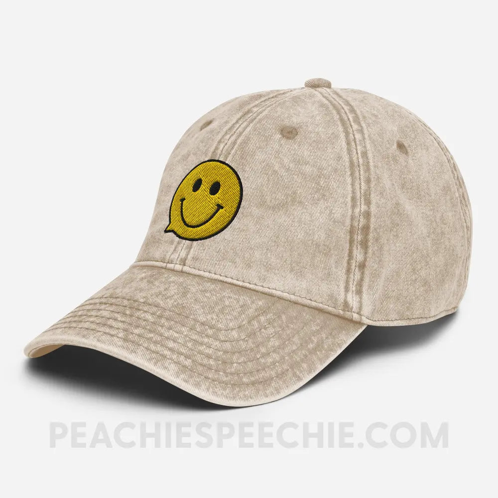 Smiley Face Speech Bubble Vintage Cap - peachiespeechie.com