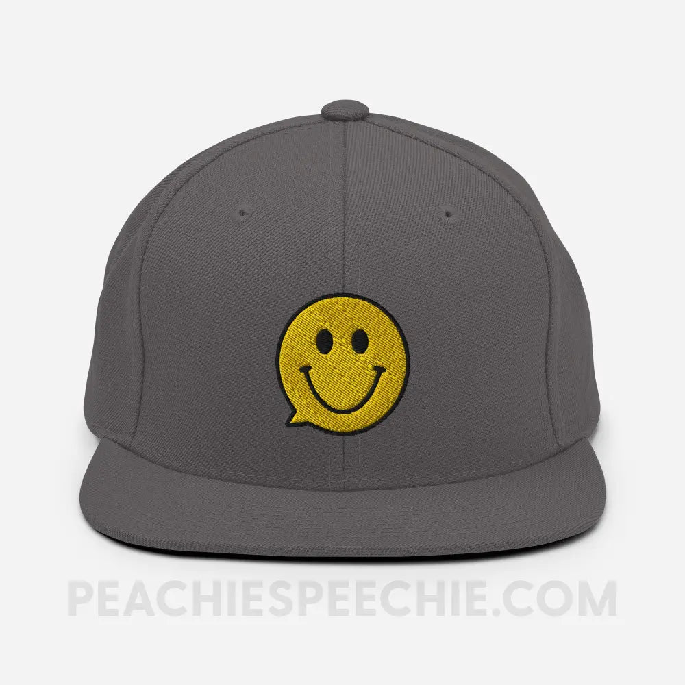 Smiley Face Speech Bubble Premium Ball Cap - Dark Grey - peachiespeechie.com