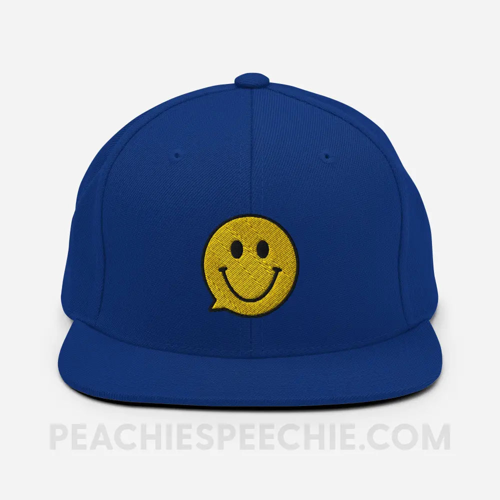 Smiley Face Speech Bubble Premium Ball Cap - Royal Blue - peachiespeechie.com
