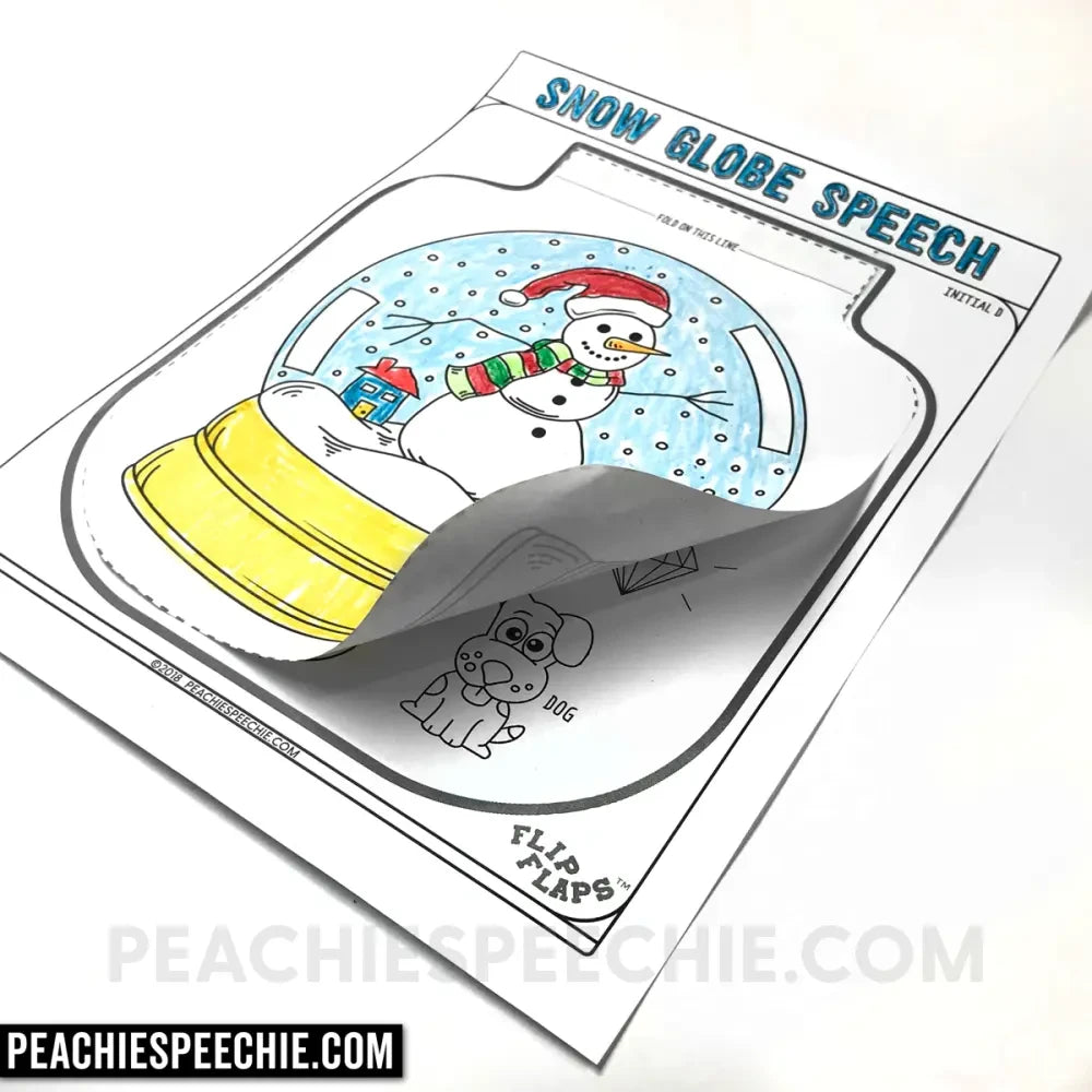 Snow Globe Speech and Language Flip Flap Craft - Materials peachiespeechie.com