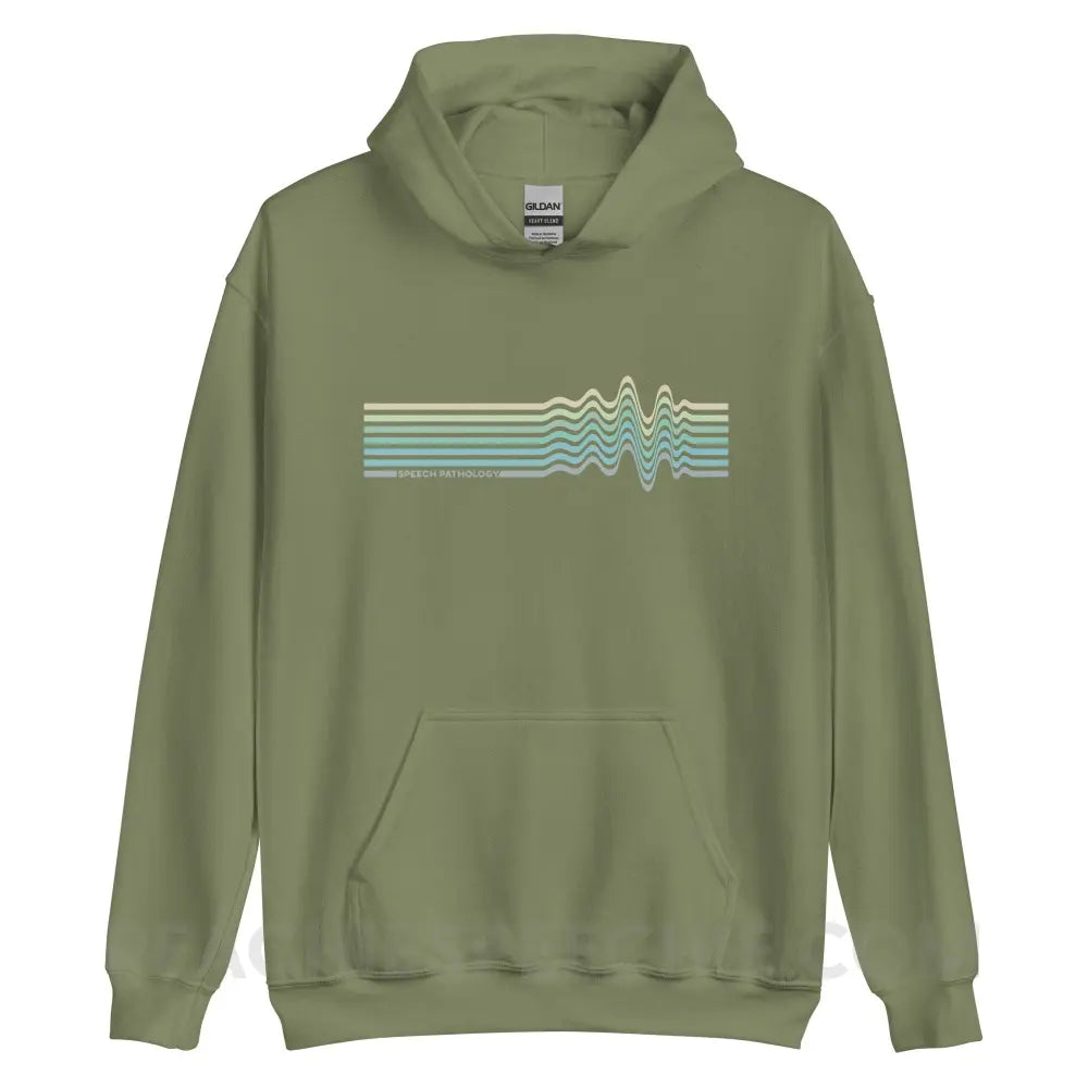 Sound Waves Classic Hoodie - Military Green / S - peachiespeechie.com