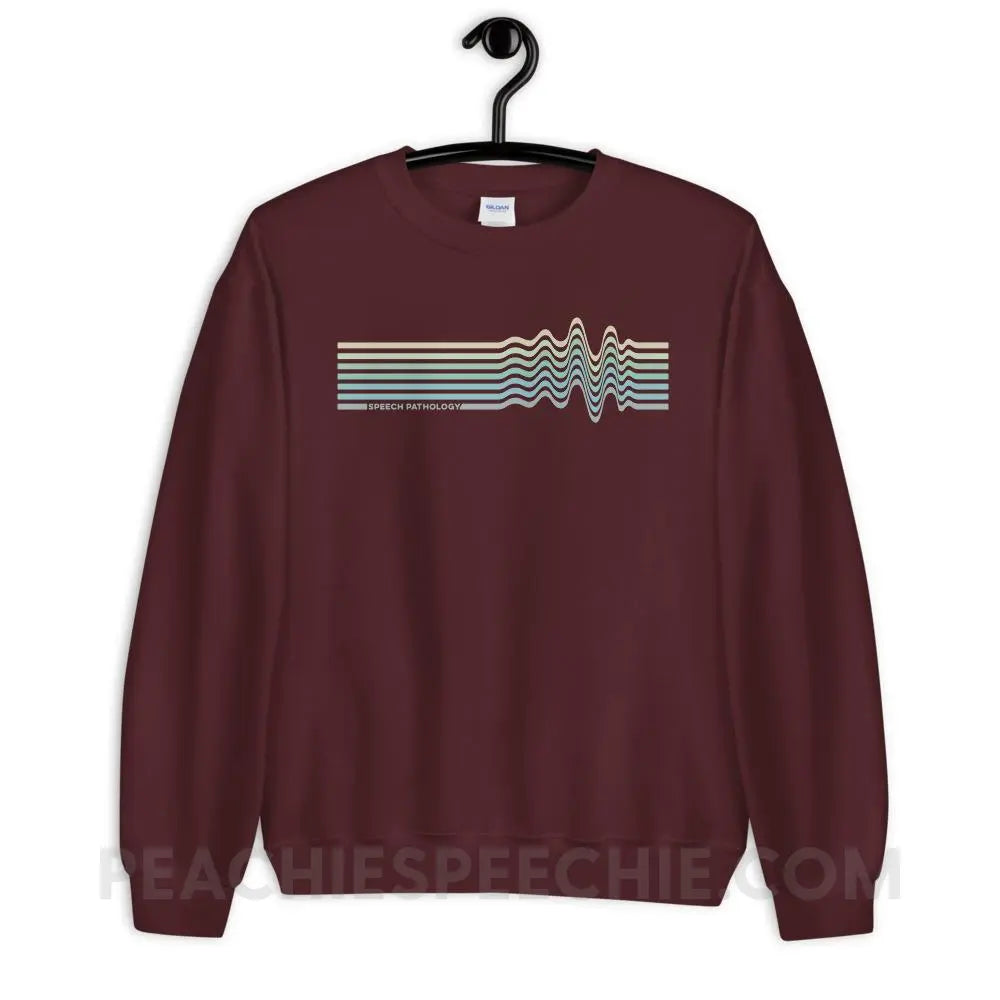 Sound Waves Classic Sweatshirt - Maroon / S - peachiespeechie.com