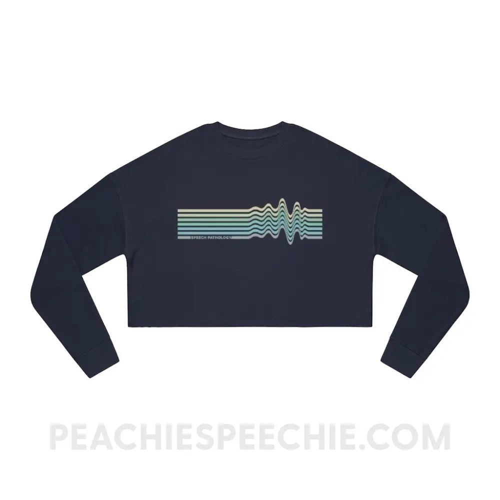 Sound Waves Soft Crop Sweatshirt - Navy / S - peachiespeechie.com