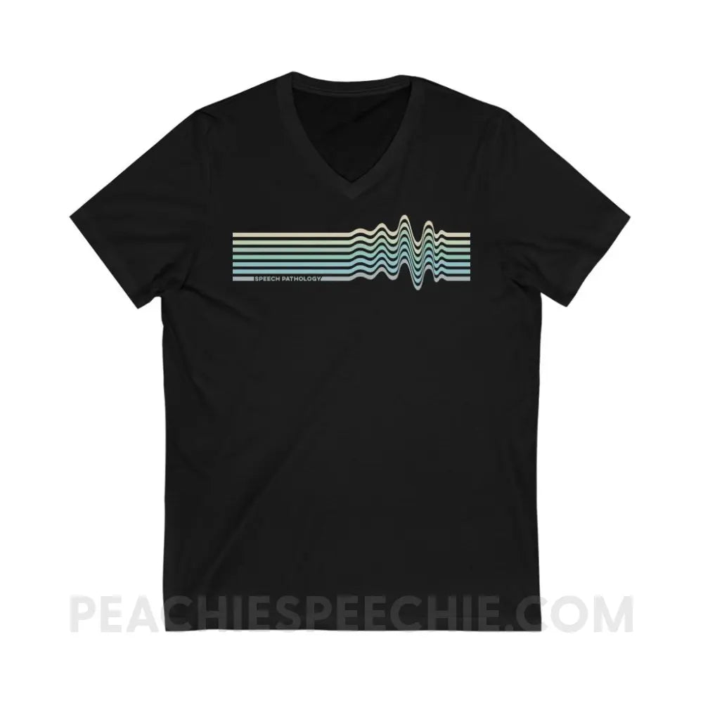 Sound Waves Soft V-Neck - Black / S - V-neck peachiespeechie.com