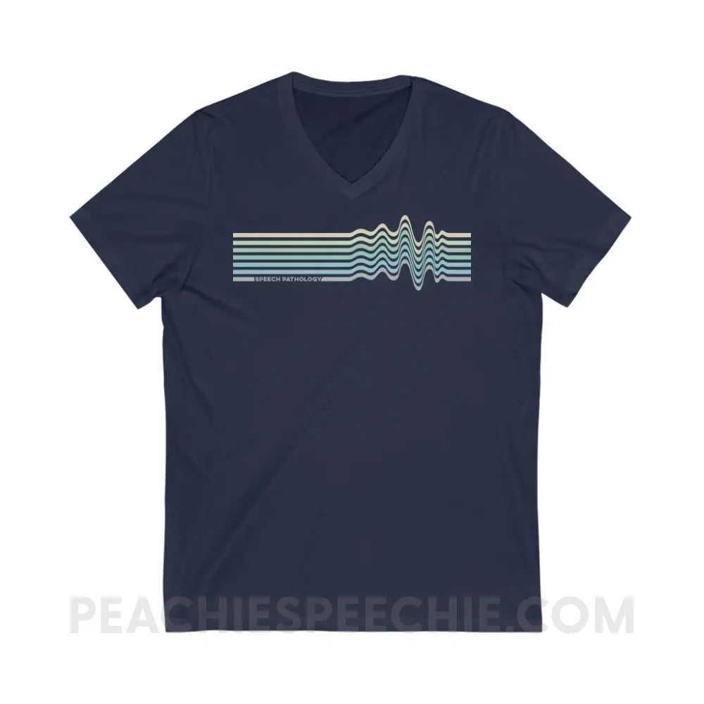 Sound Waves Soft V-Neck - Navy / S - V-neck peachiespeechie.com
