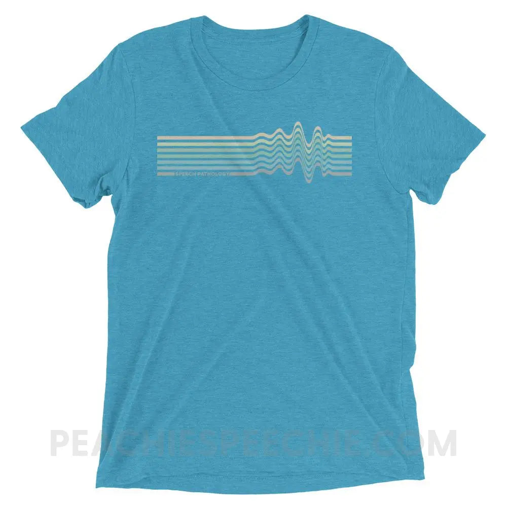 Sound Waves Tri-Blend Tee - Aqua Triblend / XS - peachiespeechie.com
