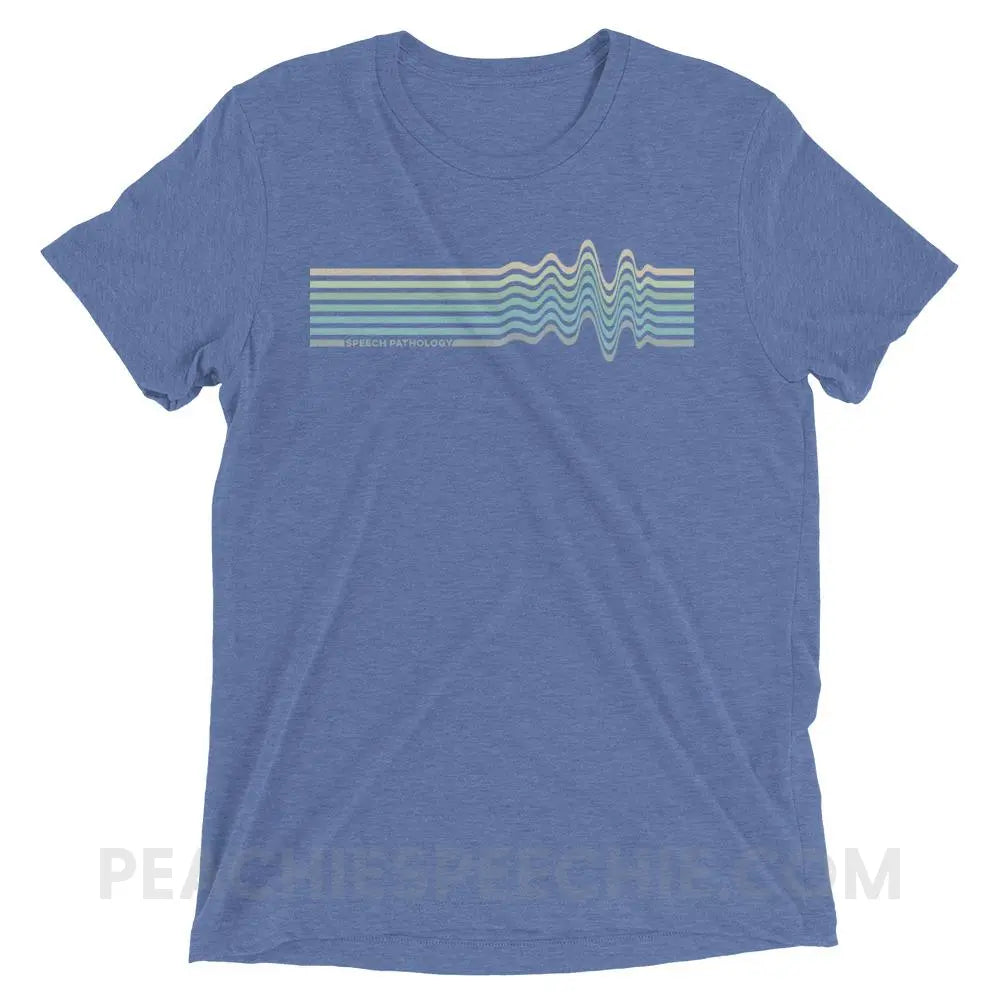 Sound Waves Tri-Blend Tee - Blue Triblend / XS - peachiespeechie.com