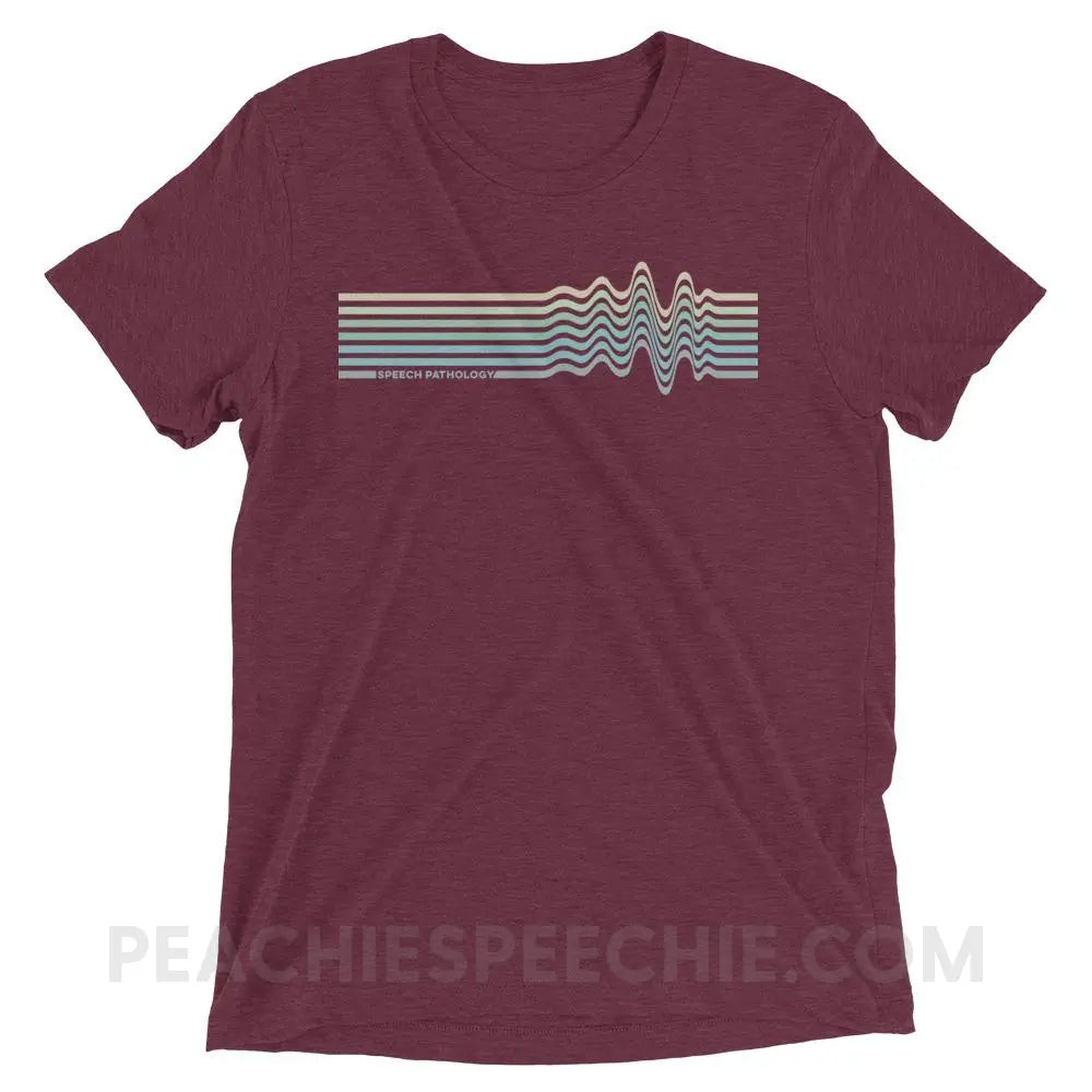 Sound Waves Tri-Blend Tee - Maroon Triblend / XS - peachiespeechie.com