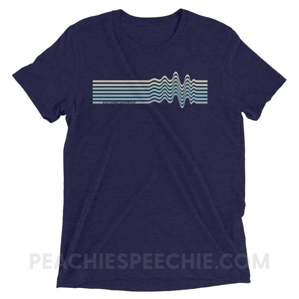 Sound Waves Tri-Blend Tee - Navy Triblend / XS - peachiespeechie.com