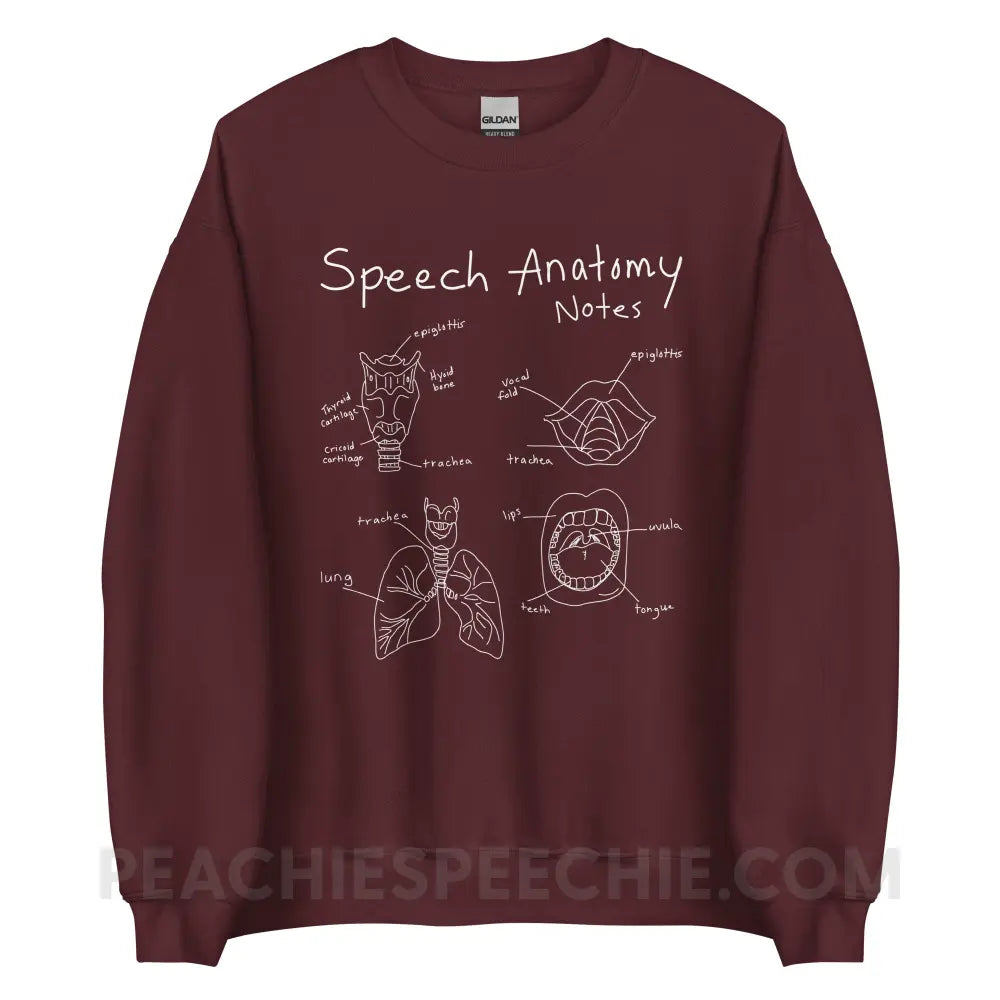 Speech Anatomy Notes Classic Sweatshirt - Maroon / S - peachiespeechie.com