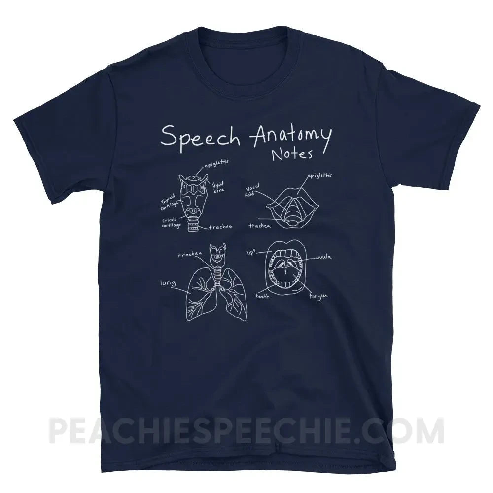 Speech Anatomy Notes Classic Tee - Navy / S - T-Shirts & Tops peachiespeechie.com