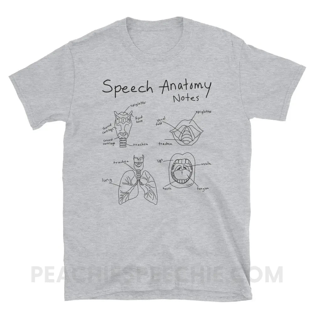 Speech Anatomy Notes Classic Tee - Sport Grey / S - T-Shirts & Tops peachiespeechie.com