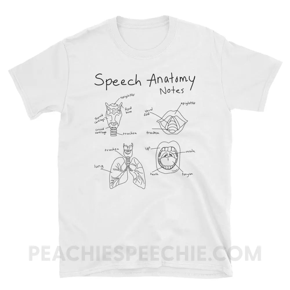 Speech Anatomy Notes Classic Tee - White / M - T-Shirts & Tops peachiespeechie.com