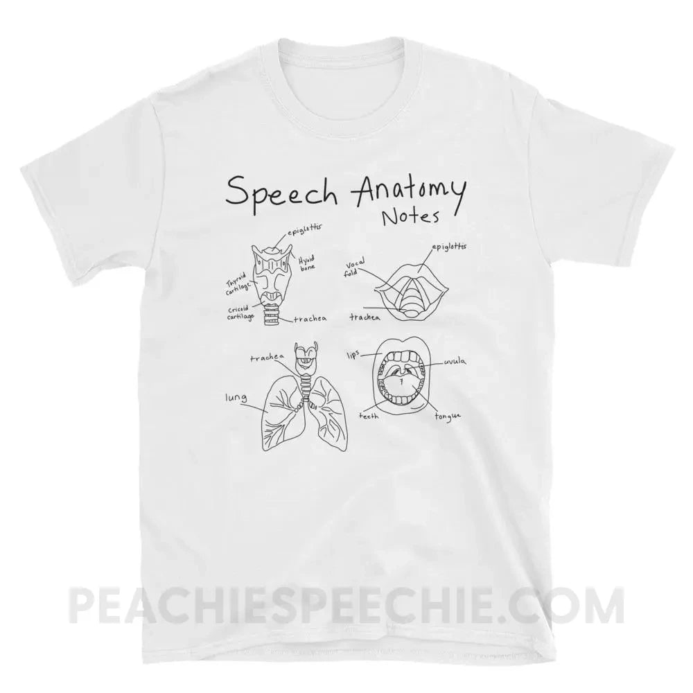 Speech Anatomy Notes Classic Tee - White / M - T-Shirts & Tops peachiespeechie.com