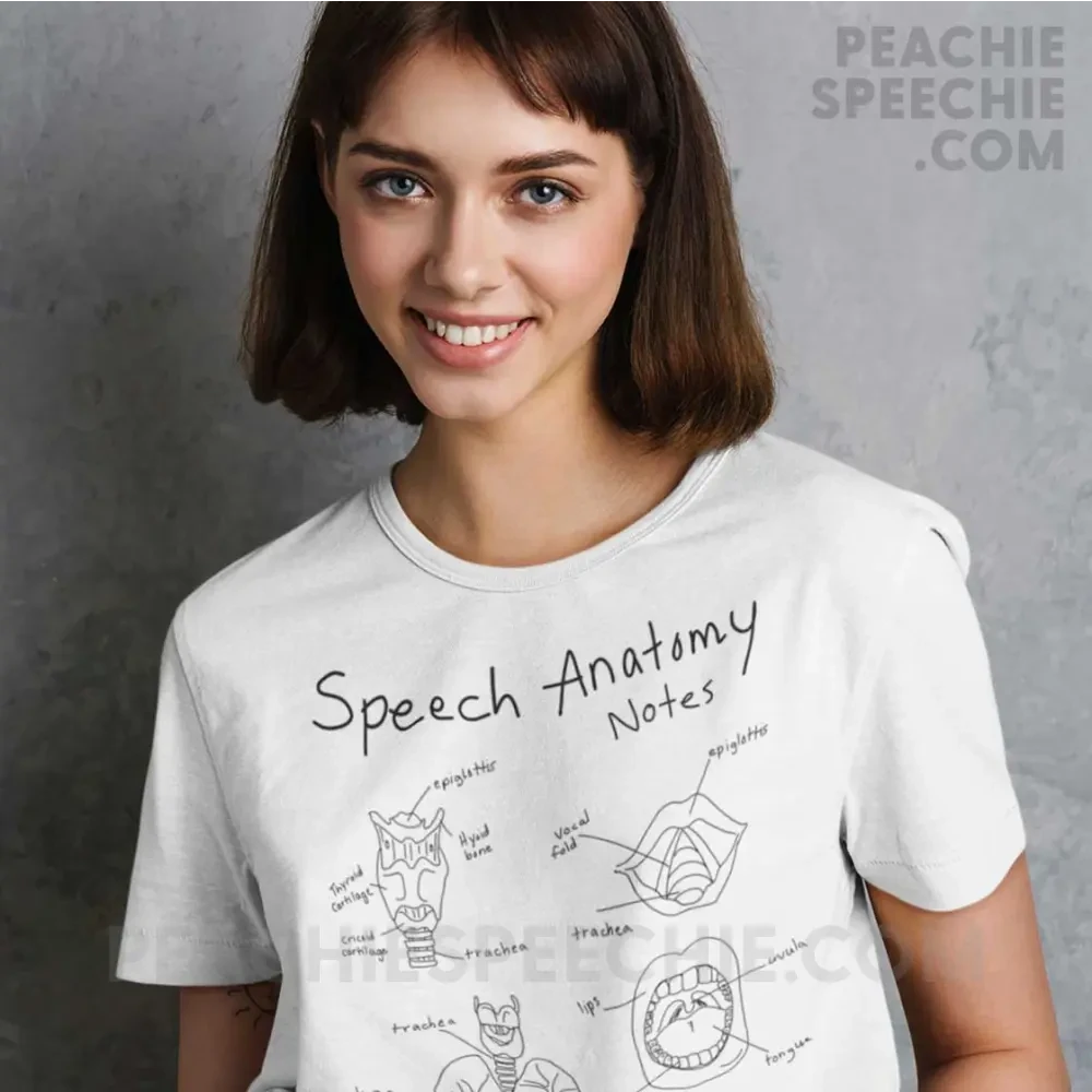 Speech Anatomy Notes Classic Tee - White / S T - Shirts & Tops peachiespeechie.com