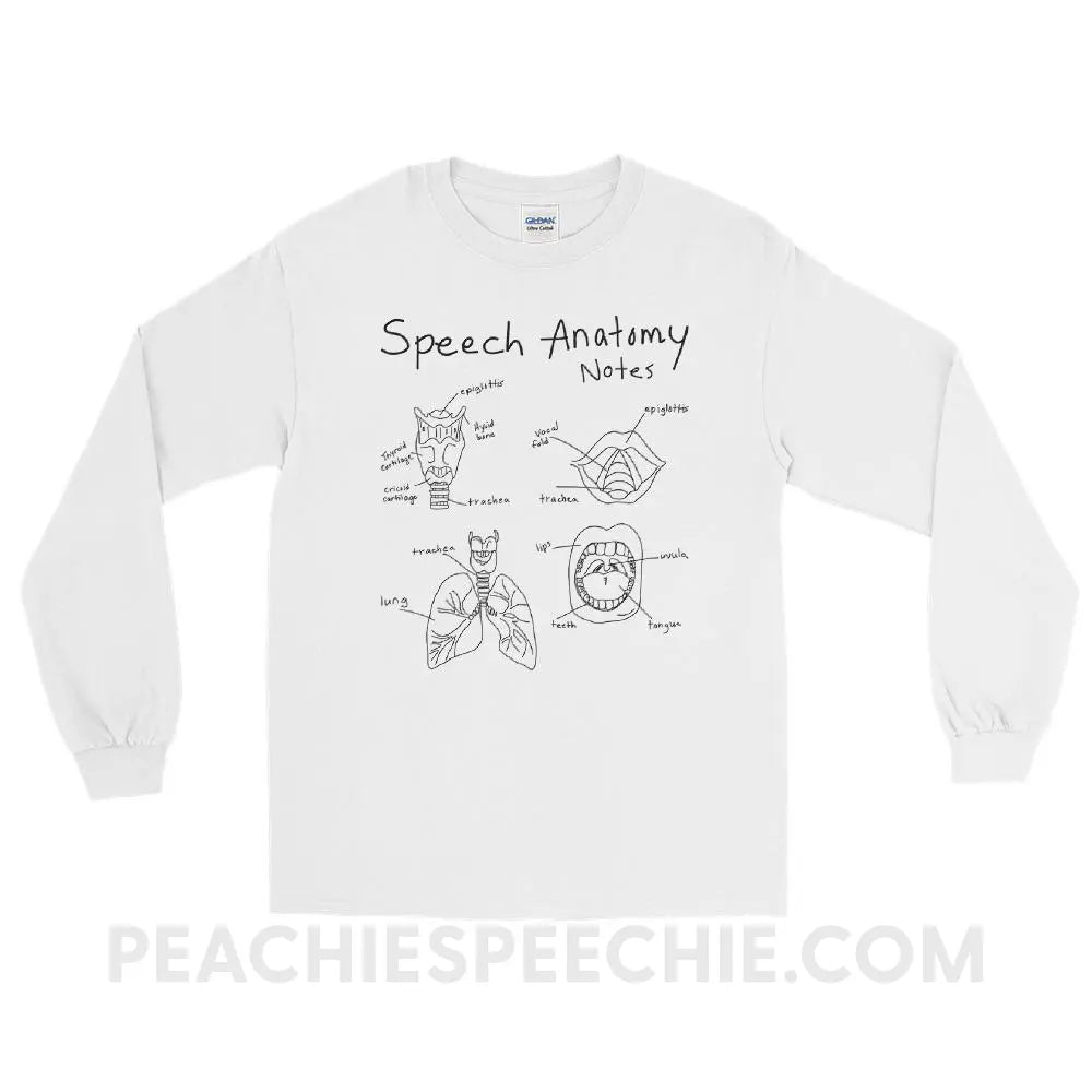 Speech Anatomy Notes Long Sleeve Tee - White / S - T-Shirts & Tops peachiespeechie.com
