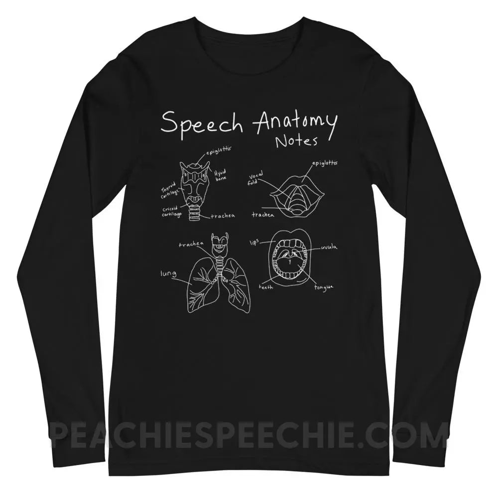 Speech Anatomy Notes Premium Long Sleeve - Black / XS - Shirts & Tops peachiespeechie.com