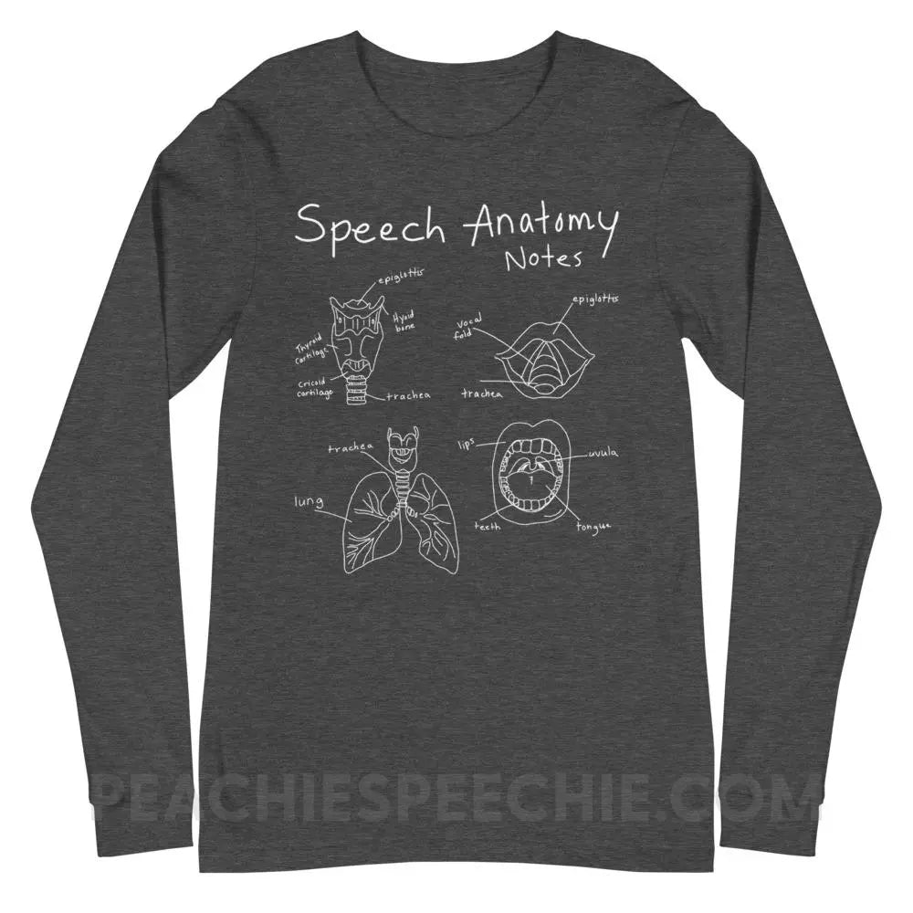 Speech Anatomy Notes Premium Long Sleeve - Dark Grey Heather / XS - Shirts & Tops peachiespeechie.com