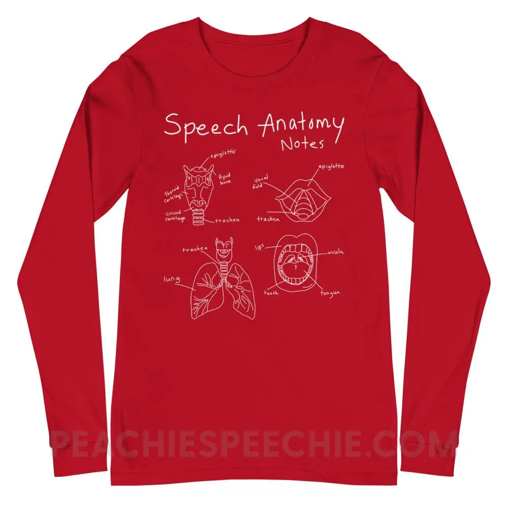 Speech Anatomy Notes Premium Long Sleeve - Red / XS - Shirts & Tops peachiespeechie.com