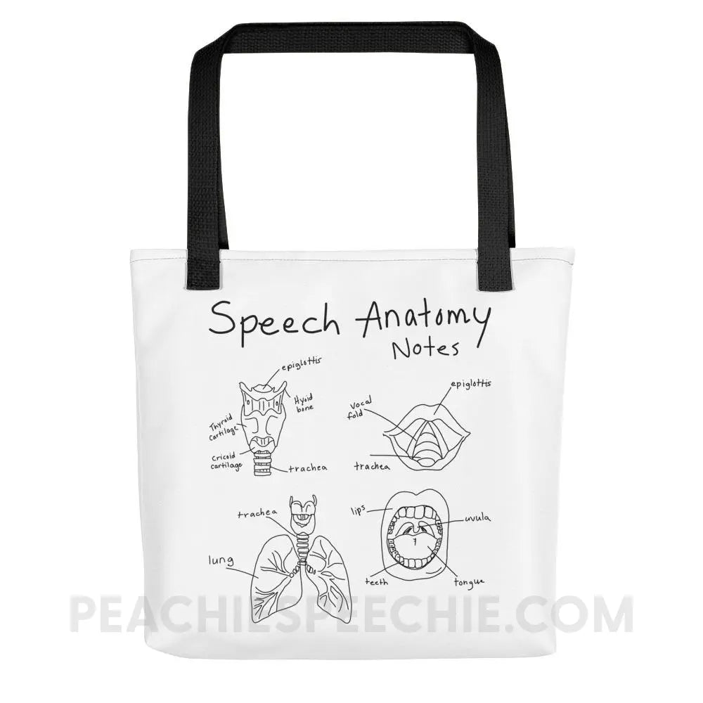 Speech Anatomy Notes Tote Bag - Black - Bags peachiespeechie.com