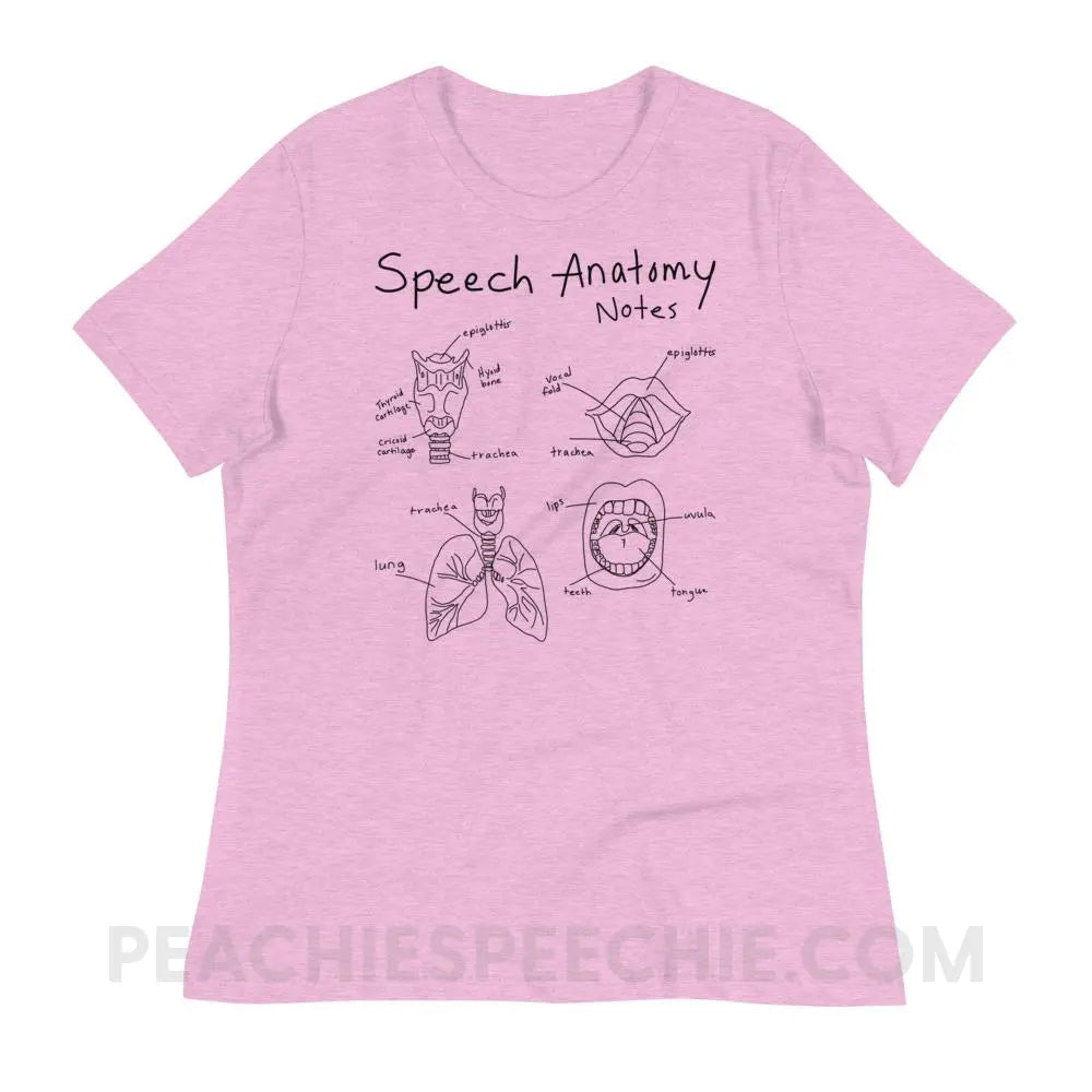 Speech Anatomy Notes Women’s Relaxed Tee - Heather Prism Lilac / S - T-Shirts & Tops peachiespeechie.com