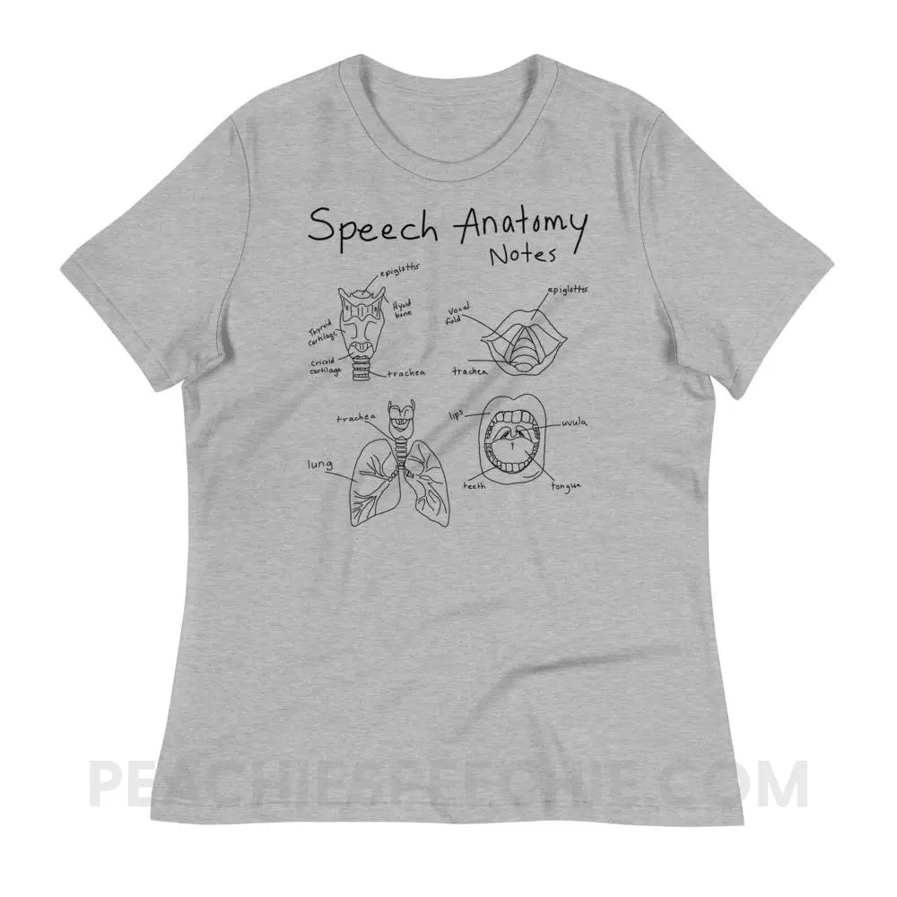 Speech Anatomy Notes Women’s Relaxed Tee - Athletic Heather / S - T-Shirts & Tops peachiespeechie.com