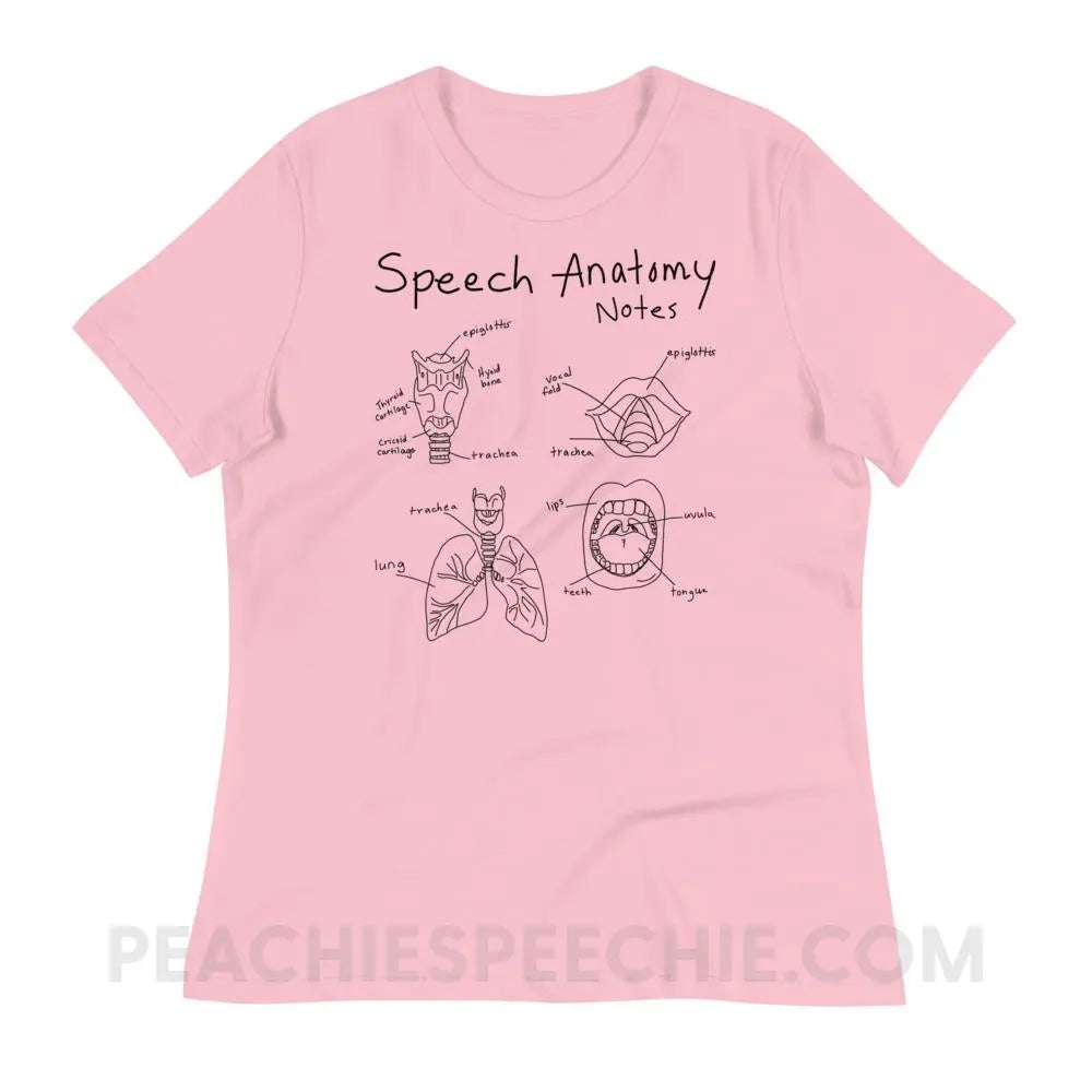 Speech Anatomy Notes Women’s Relaxed Tee - Pink / S - T-Shirts & Tops peachiespeechie.com