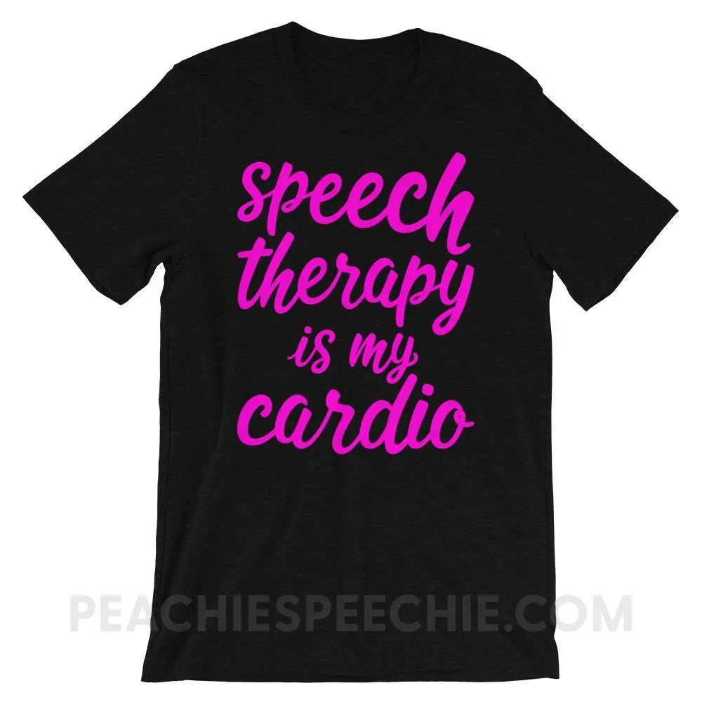 Speech Is My Cardio Premium Soft Tee - Black Heather / XS - T-Shirts & Tops peachiespeechie.com