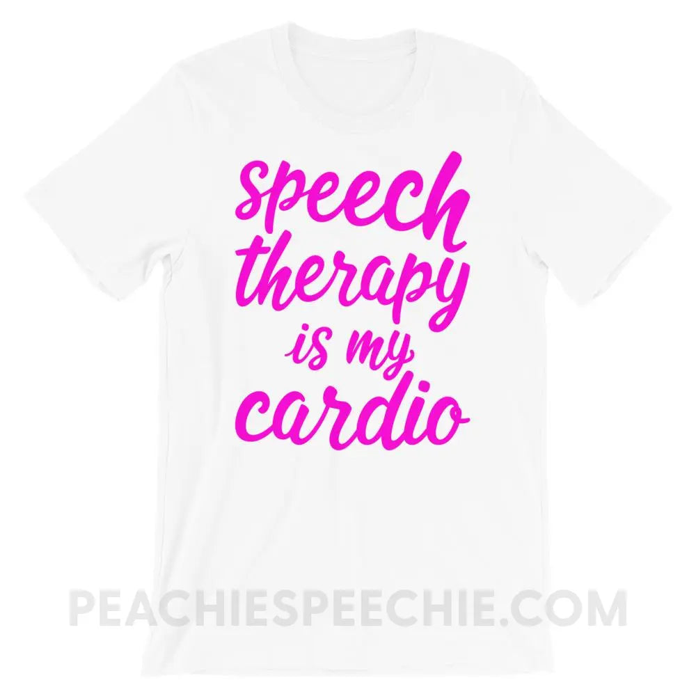 Speech Is My Cardio Premium Soft Tee - White / XS - T-Shirts & Tops peachiespeechie.com