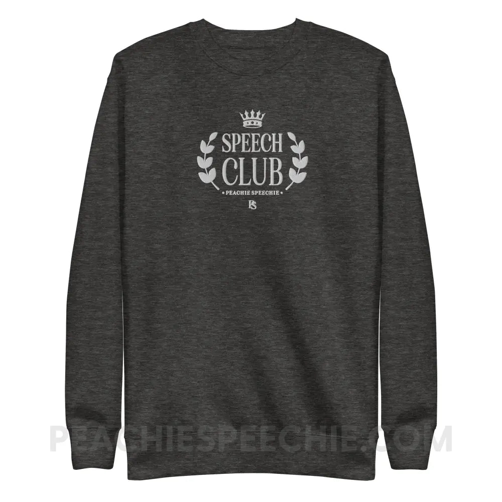Speech Club Embroidered Fave Crewneck - Charcoal Heather / S - peachiespeechie.com