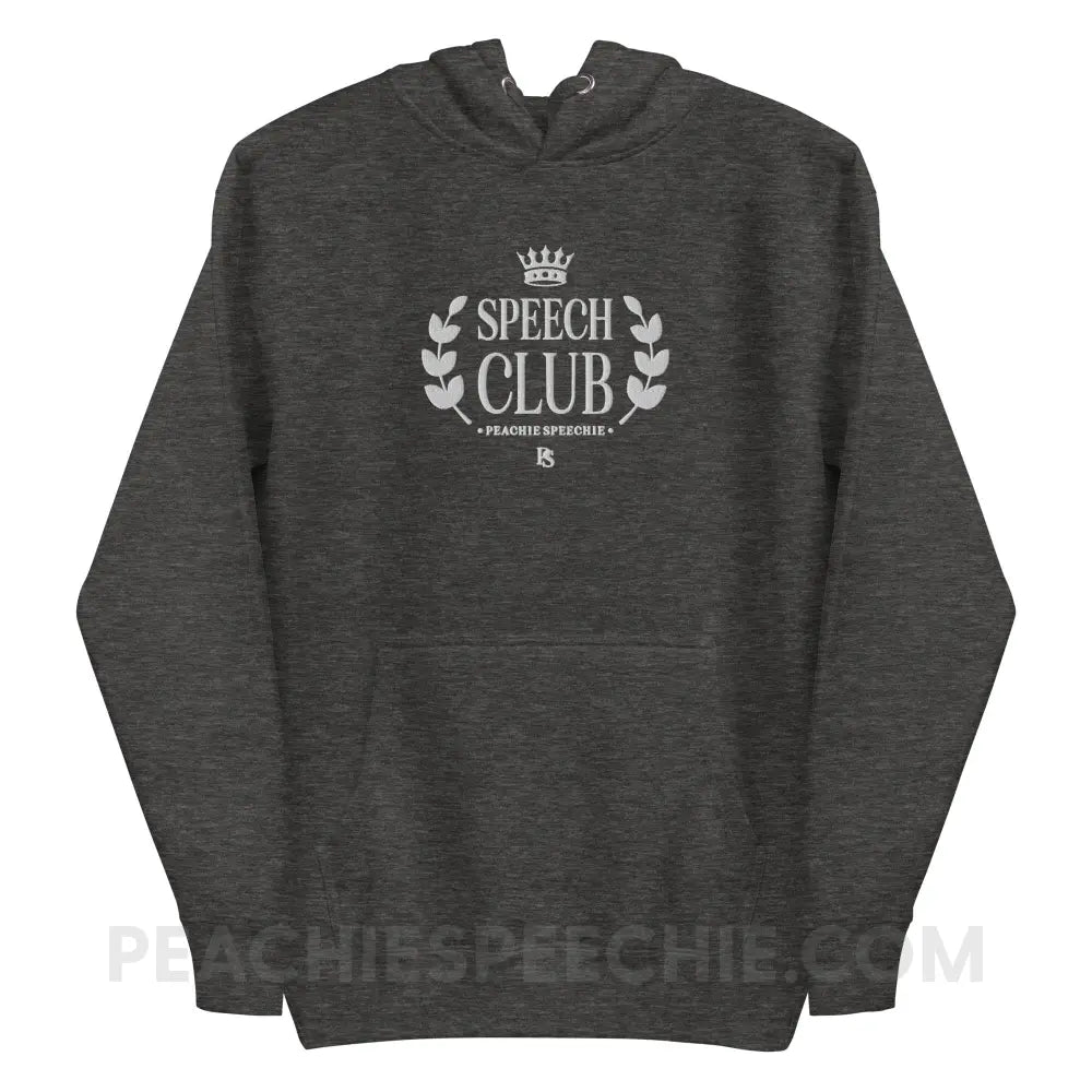 Speech Club Embroidered Fave Hoodie - Charcoal Heather / S - peachiespeechie.com