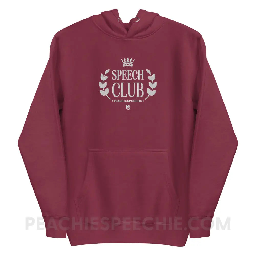 Speech Club Embroidered Fave Hoodie - Maroon / S - peachiespeechie.com