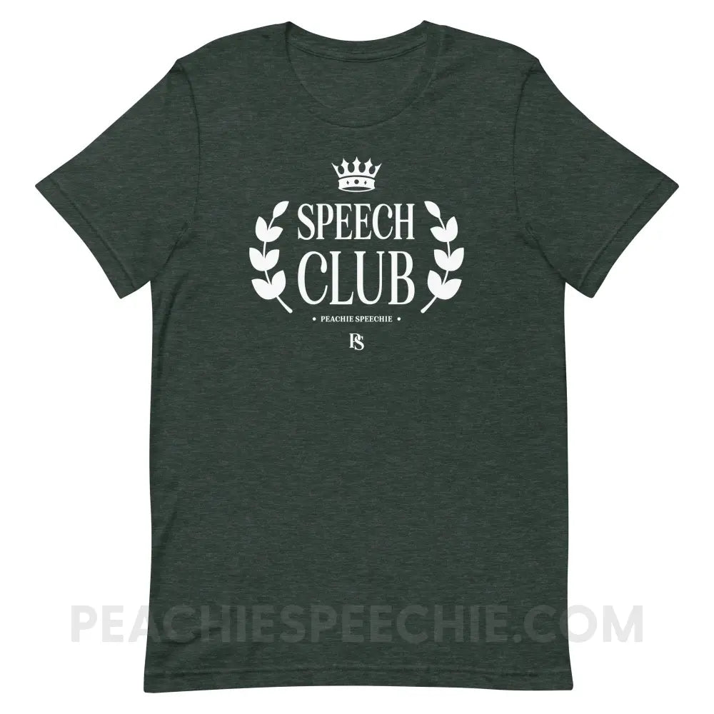 Speech Club Premium Soft Tee - Heather Forest / S - peachiespeechie.com