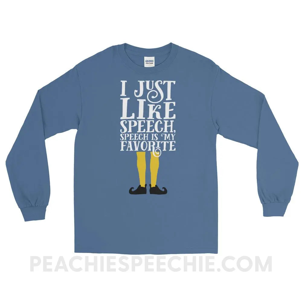 Speech Elf Long Sleeve Tee - Indigo Blue / S - T-Shirts & Tops peachiespeechie.com