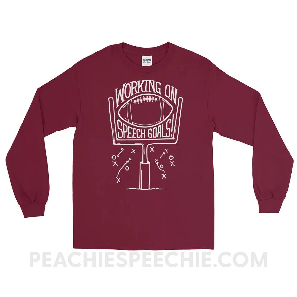 Speech Goals Long Sleeve Tee - Maroon / S - T-Shirts & Tops peachiespeechie.com