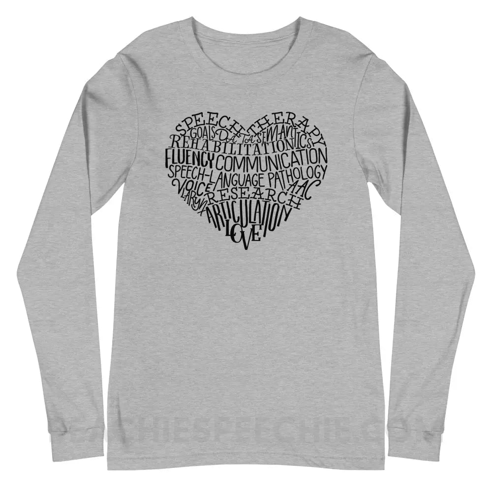 Speech Heart Premium Long Sleeve - Athletic Heather / S - T-Shirts & Tops peachiespeechie.com