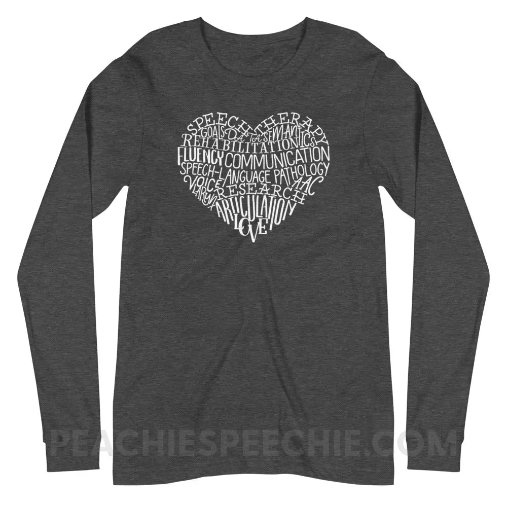 Speech Heart Premium Long Sleeve - Dark Grey Heather / XS - peachiespeechie.com
