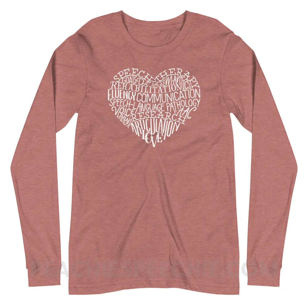 Speech Heart Premium Long Sleeve - Heather Mauve / XS - peachiespeechie.com
