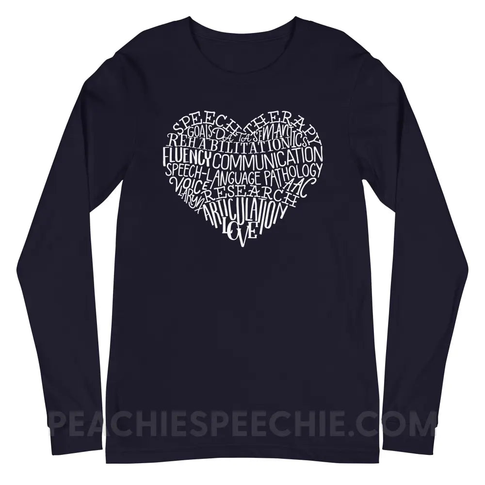 Speech Heart Premium Long Sleeve - Navy / S - T-Shirts & Tops peachiespeechie.com
