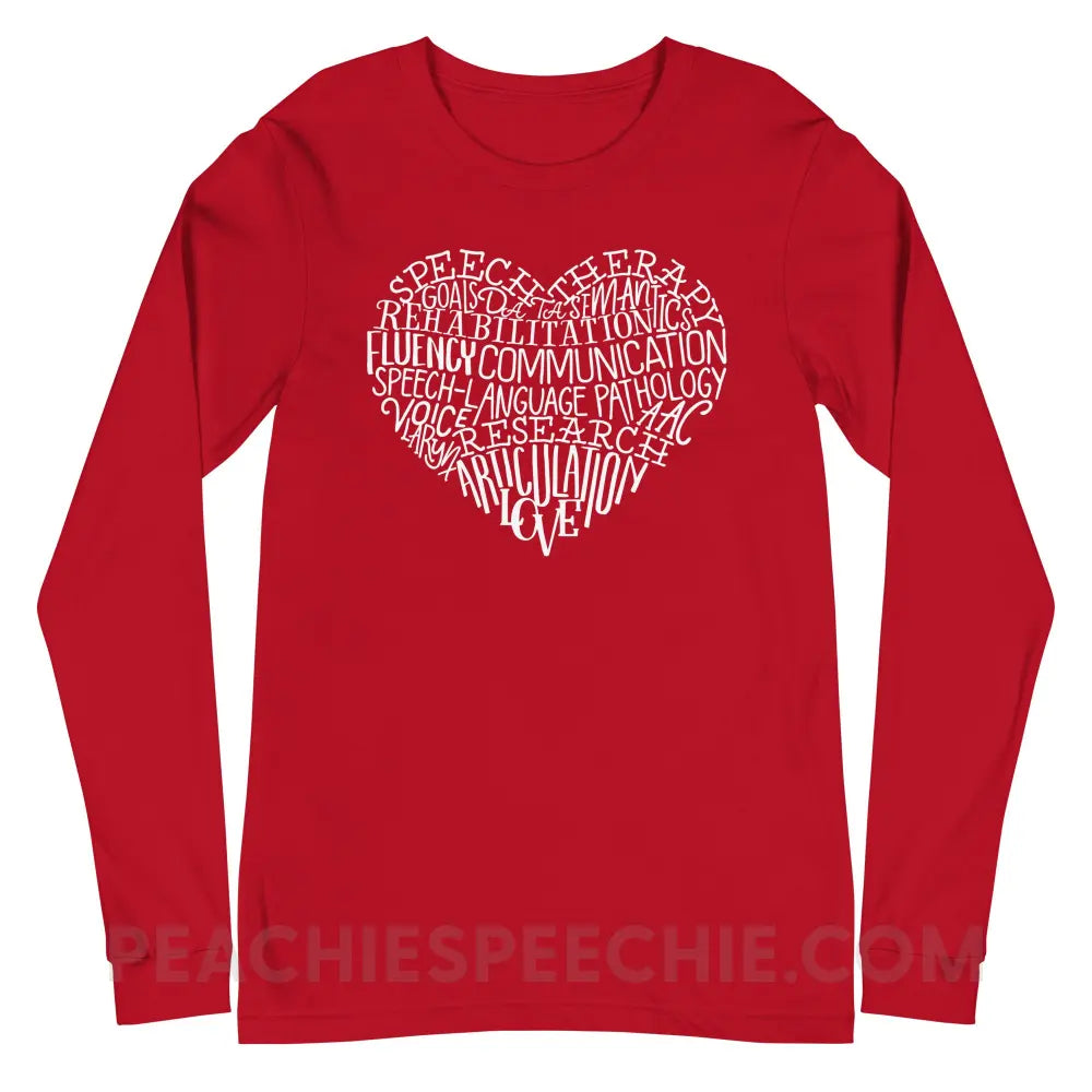 Speech Heart Premium Long Sleeve - Red / S - T-Shirts & Tops peachiespeechie.com